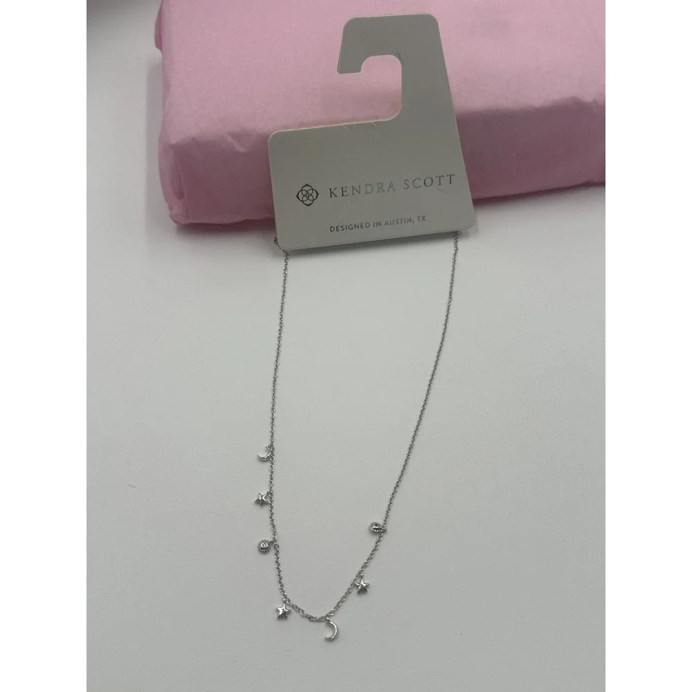 Kendra Scott Nikki Strand Necklace Silver Star and Moon Charms Small NWT